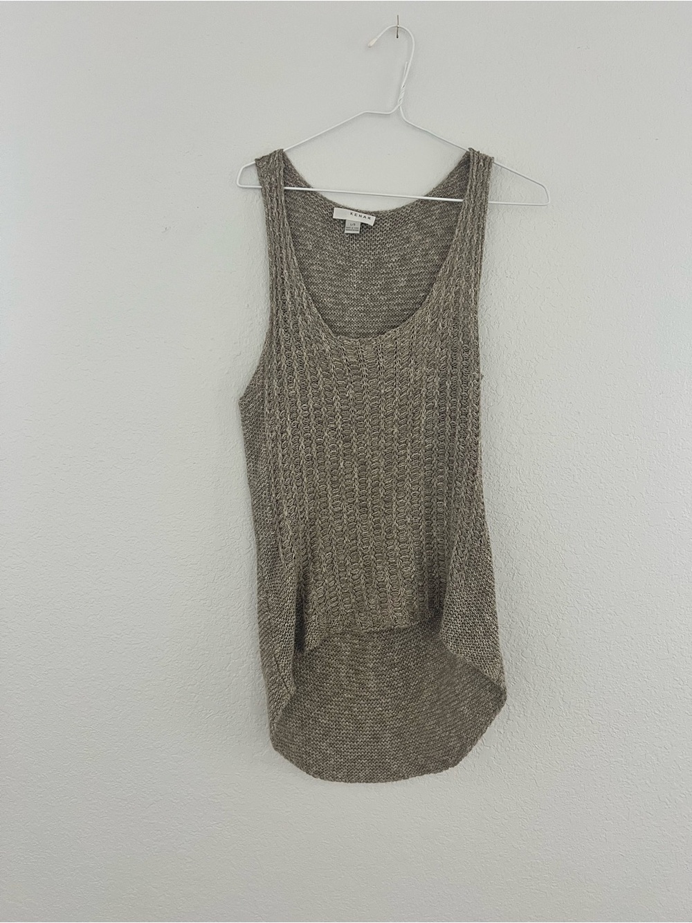 Kenar Taupe Cable Knit Scoop Neck Tank Size Large